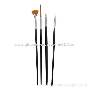 Nail art brushes with wooden handle, aluminum ferrule and great synthetic hair